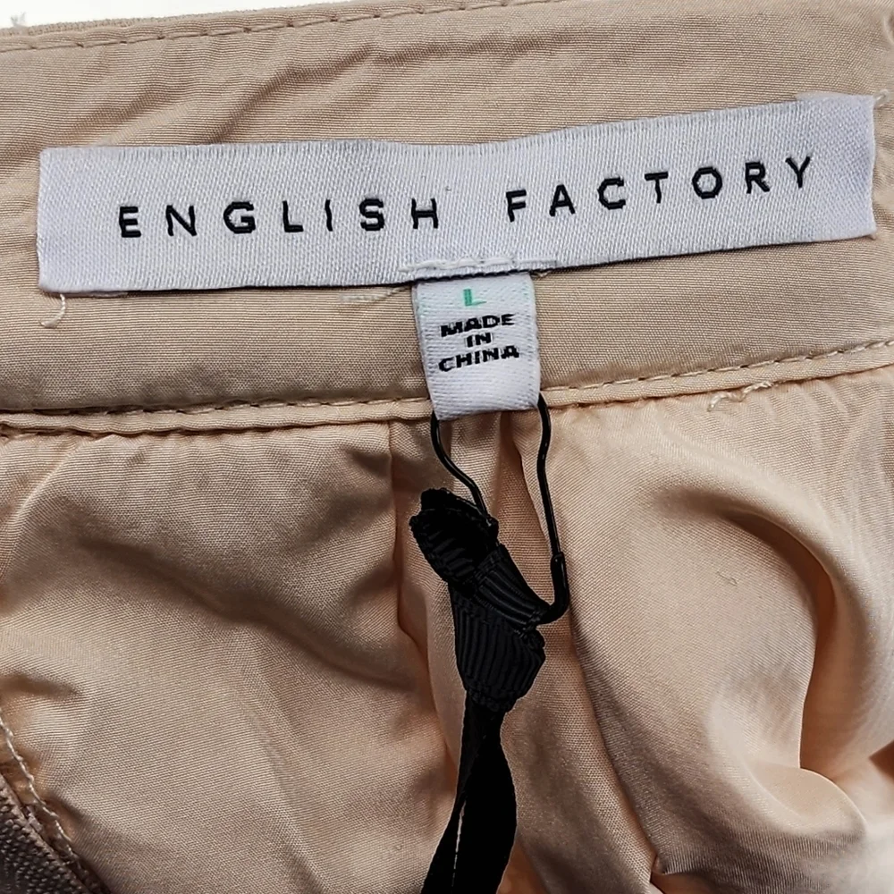 English Factory Women's Pleated Mesh Overlay A-Line Skirt